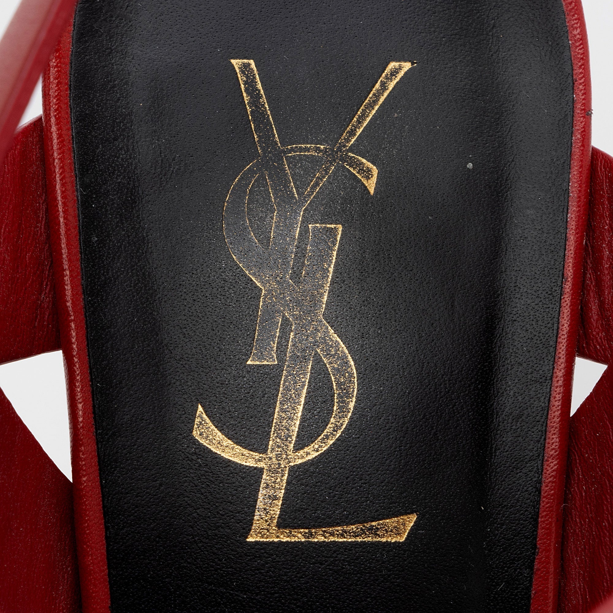 Saint Laurent Calfskin Tribute Platform Sandals - Size 7.5 / 37.5 (SHF-Dp3zwW)