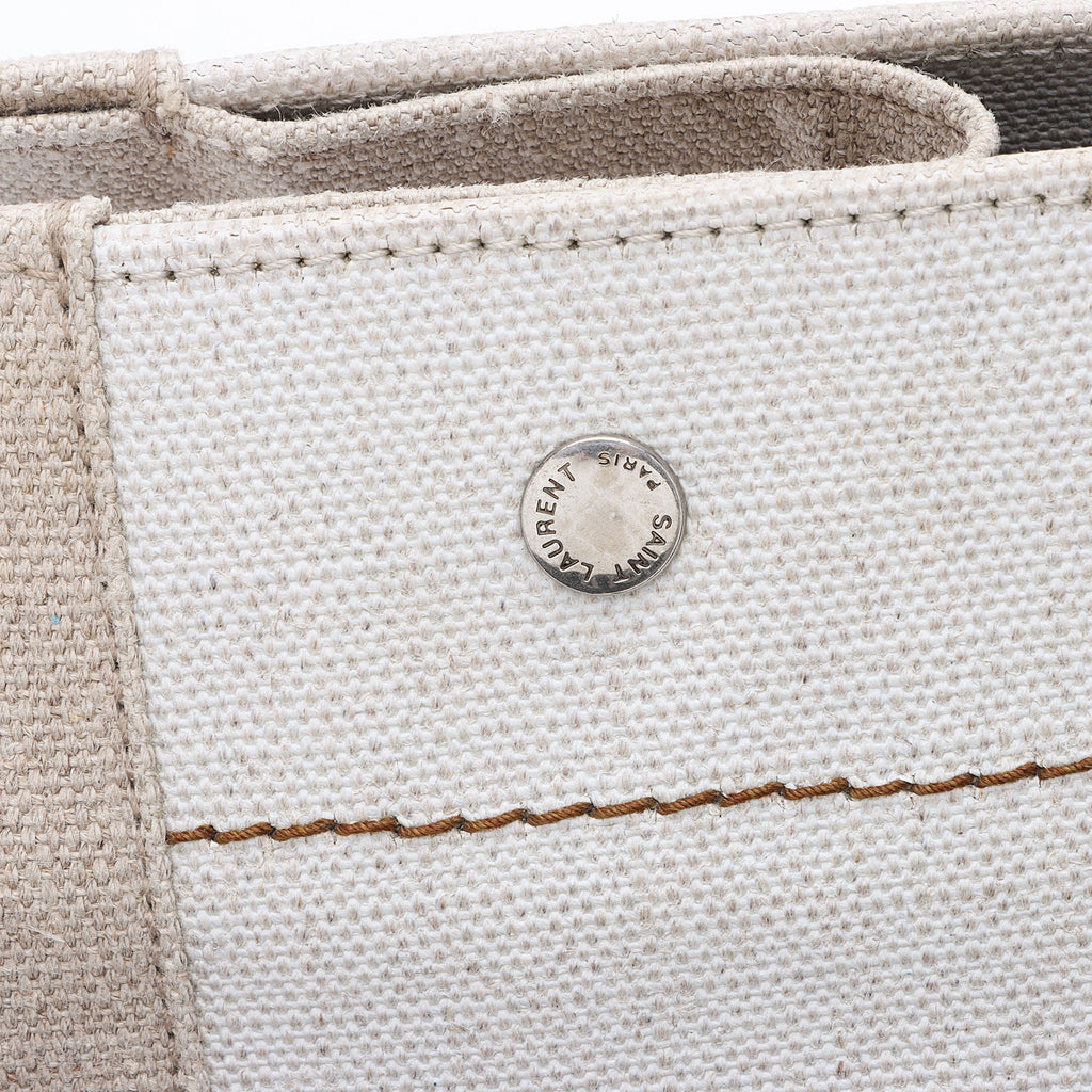 Saint Laurent Canvas Calfskin Rive Gauche Large Tote (SHF-Ti5Jyi)