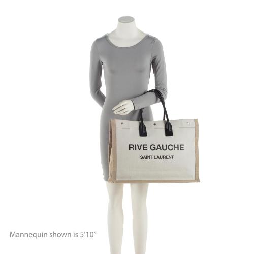 Saint Laurent Canvas Calfskin Rive Gauche Large Tote (SHF-Ti5Jyi)