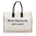 Saint Laurent Canvas Calfskin Rive Gauche Large Tote (SHF-v2S0Rd)