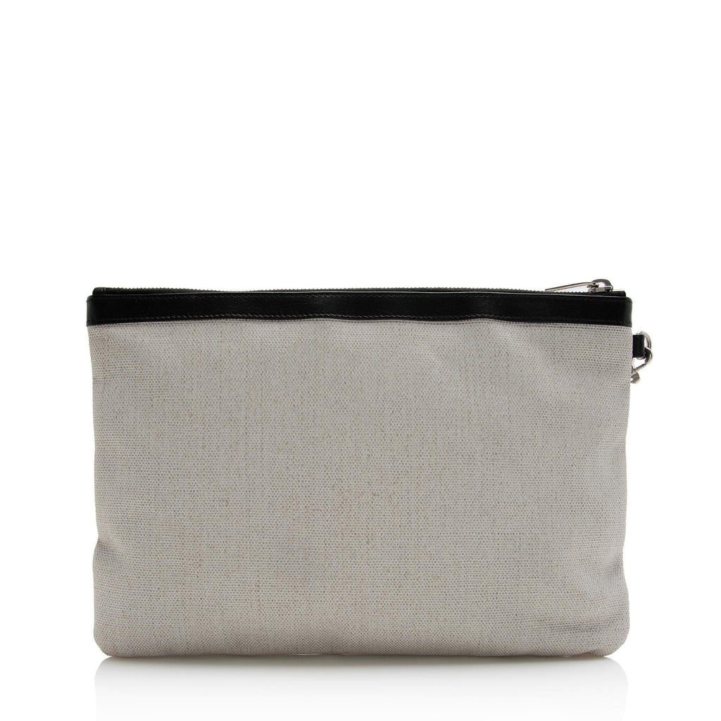 Saint Laurent Canvas Leather Rive Gauche Pouch (SHF-22268)
