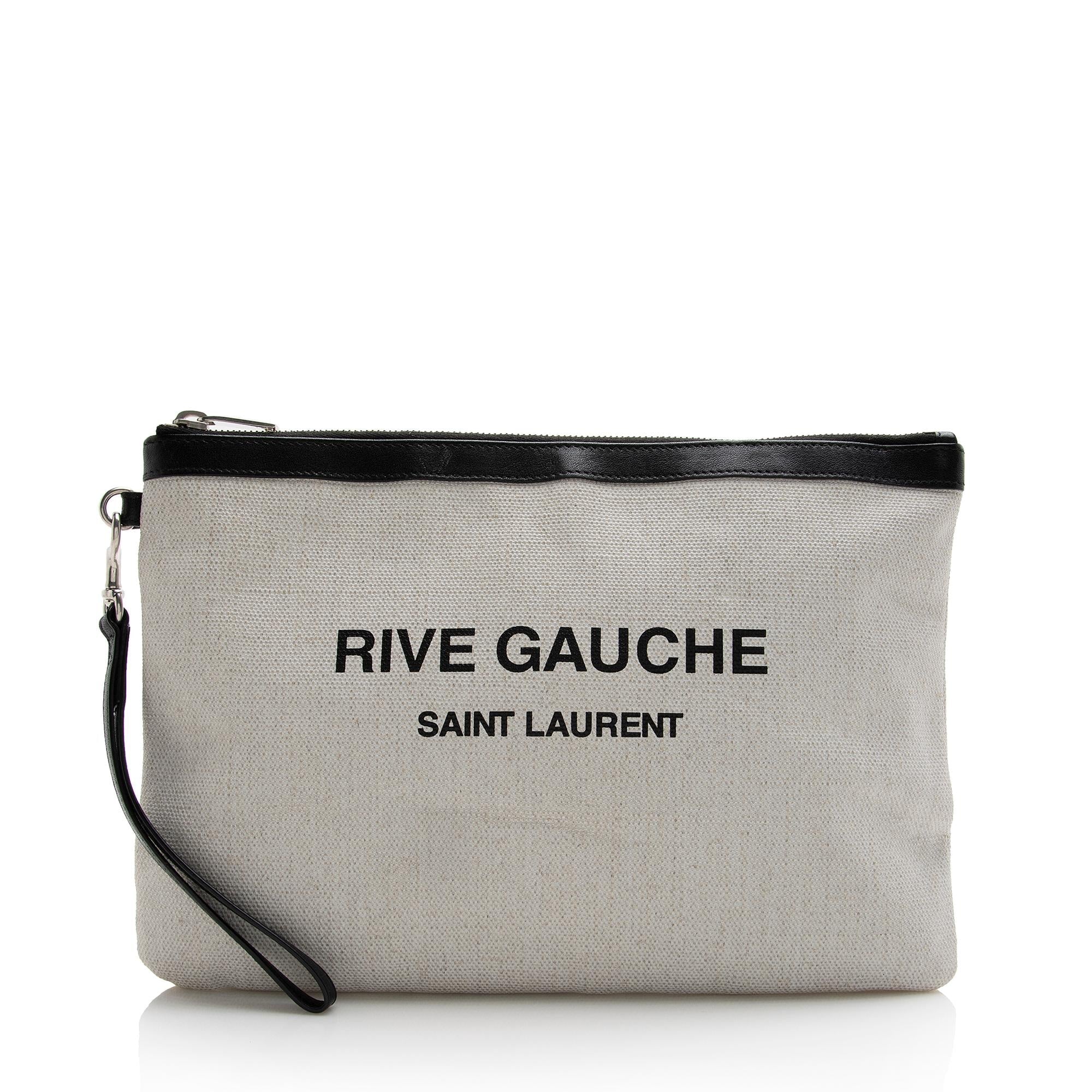 Saint Laurent Canvas Leather Rive Gauche Pouch (SHF-22268)