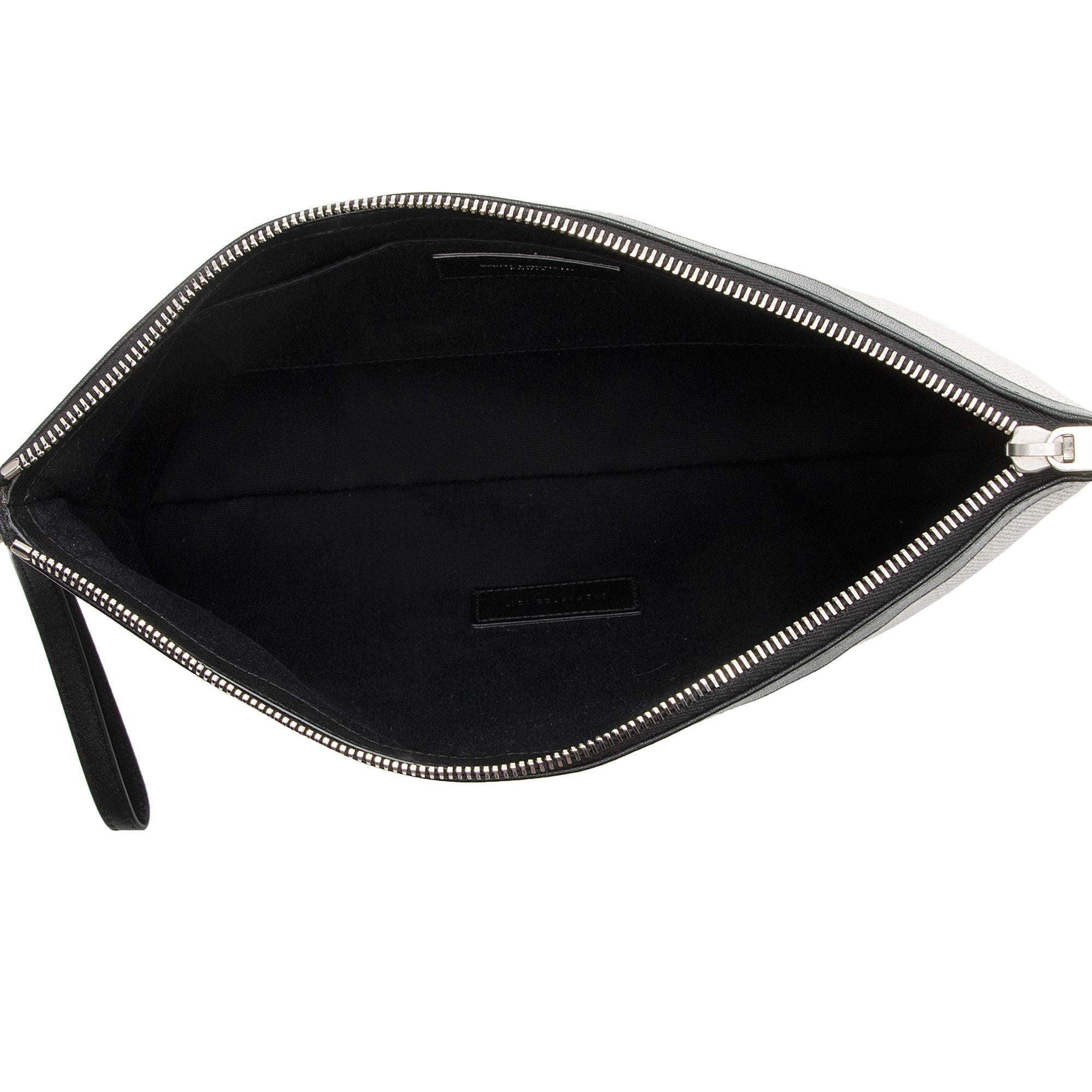 Saint Laurent Canvas Leather Rive Gauche Pouch (SHF-22268)