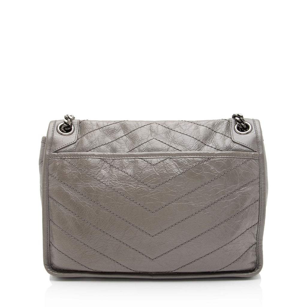 Saint Laurent Crinkled Calfskin Monogram Niki Medium Shoulder Bag (SHF-Ozz7lD)
