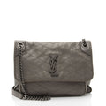 Saint Laurent Crinkled Calfskin Monogram Niki Medium Shoulder Bag (SHF-BbD05y)