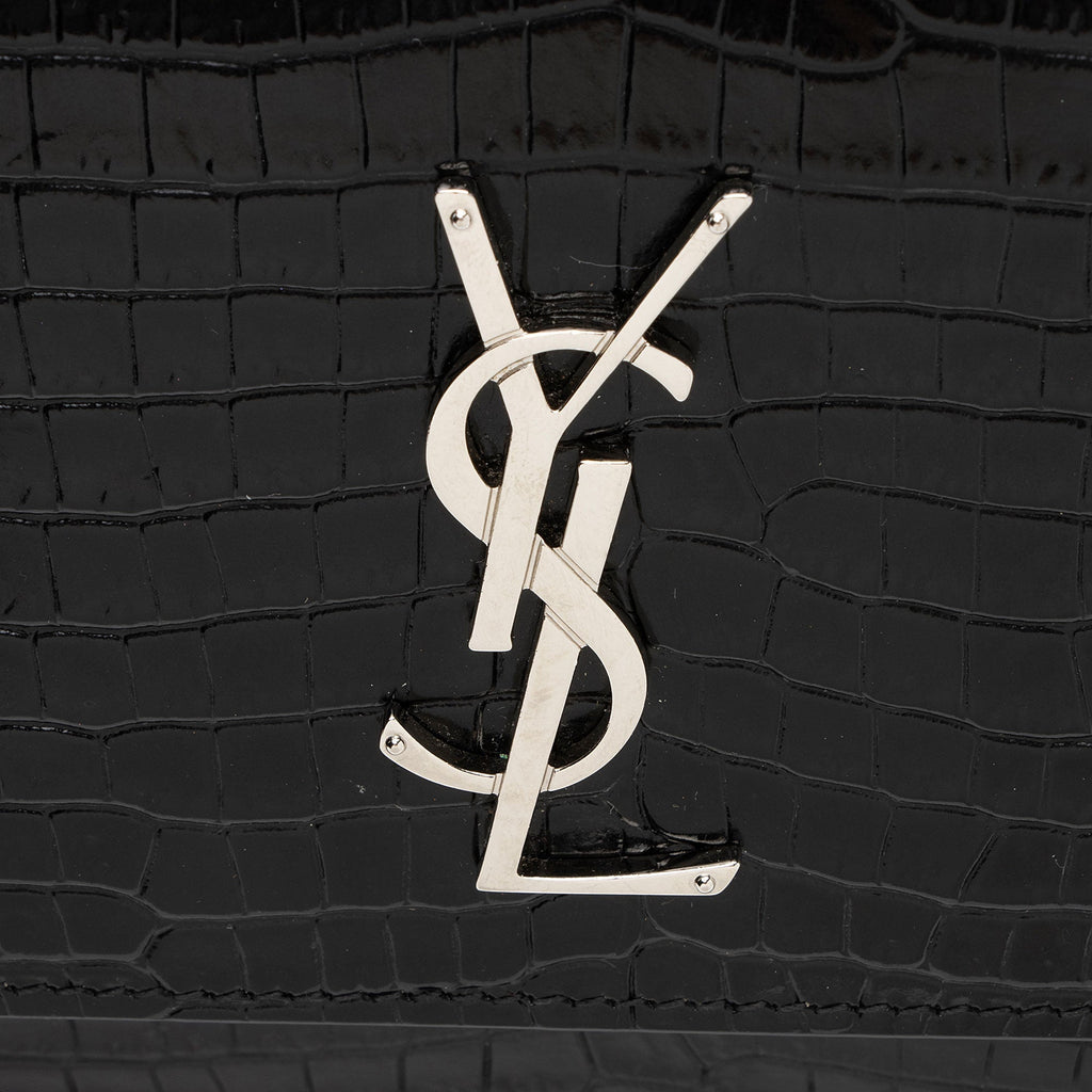 Saint Laurent Croc Embossed Leather Monogram Sunset Medium Shoulder Bag (SHF-LCdXkt)