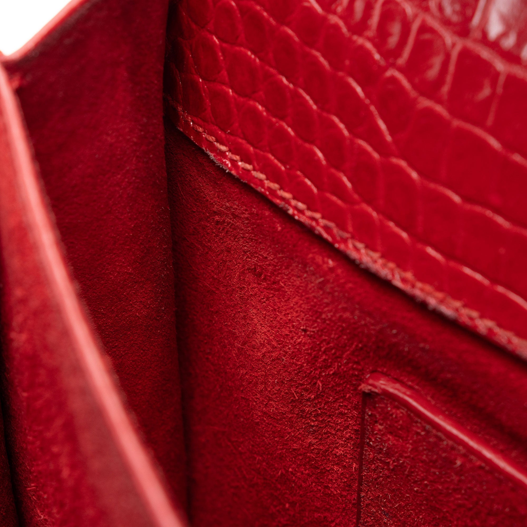 Saint Laurent Croc Embossed Leather Monogram Sunset Medium Shoulder Bag (SHF-T5kq37)