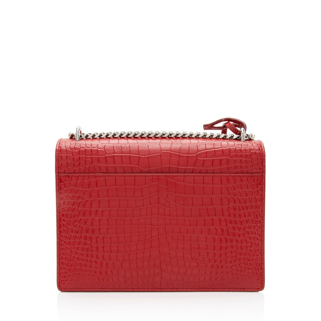 Saint Laurent Croc Embossed Leather Monogram Sunset Medium Shoulder Bag (SHF-jVwFV7)