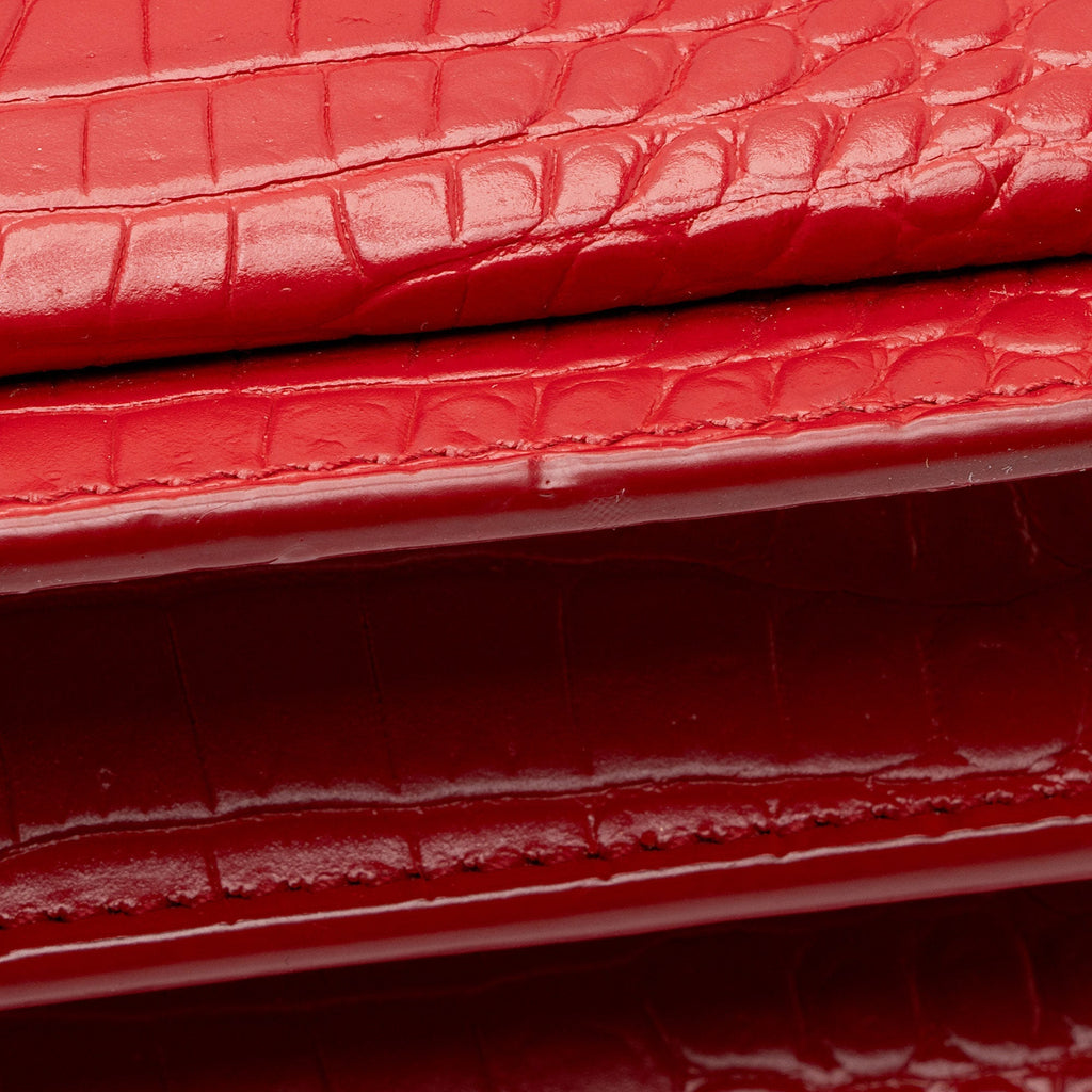 Saint Laurent Croc Embossed Leather Monogram Sunset Medium Shoulder Bag (SHF-jVwFV7)