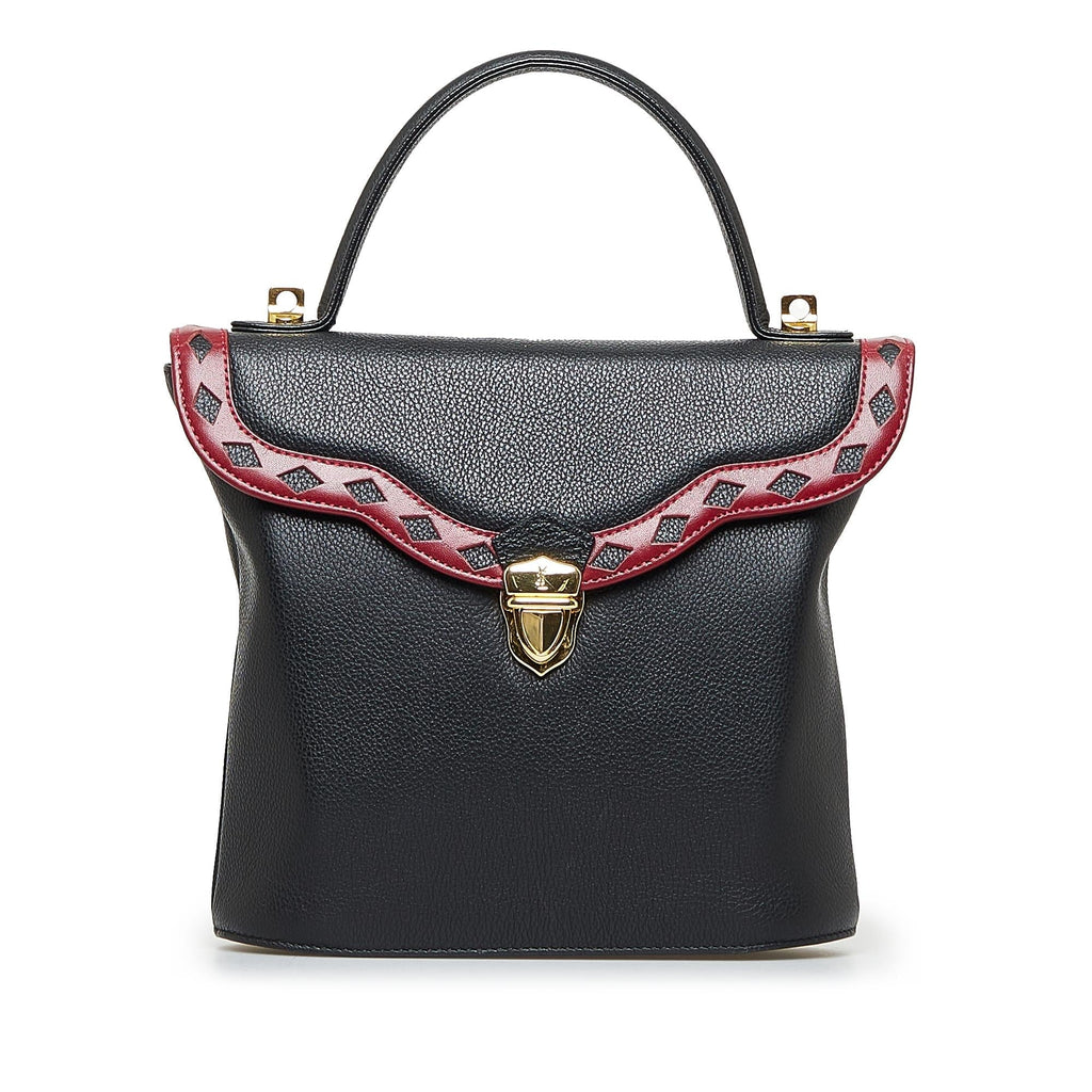 Saint Laurent Diamond Cut Leather Satchel (SHG-0dQrEq)