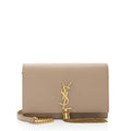 Saint Laurent Grain de Poudre Monogram Kate Tassel Chain Wallet (SHF-RnbEHa)