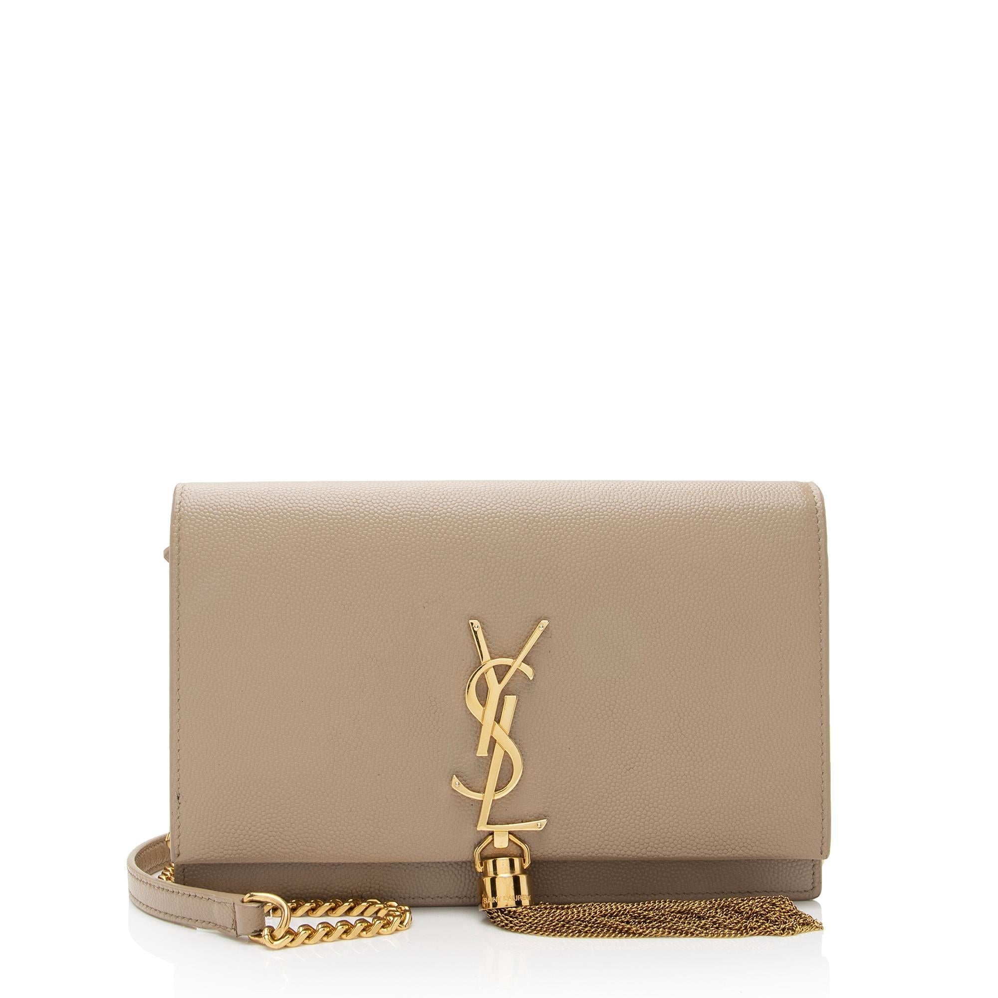 Saint Laurent Grain de Poudre Monogram Kate Tassel Chain Wallet (SHF-RnbEHa)