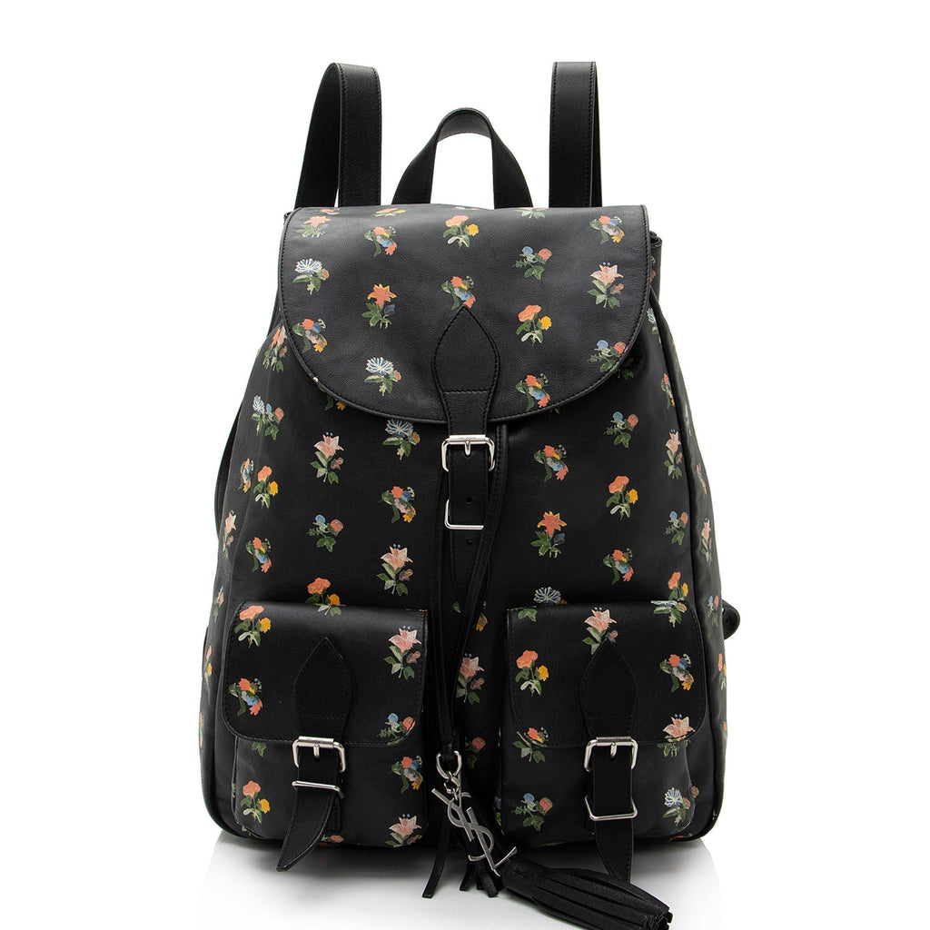 Saint Laurent Leather Prairie Floral Festival Backpack (SHF-VN9m0q)