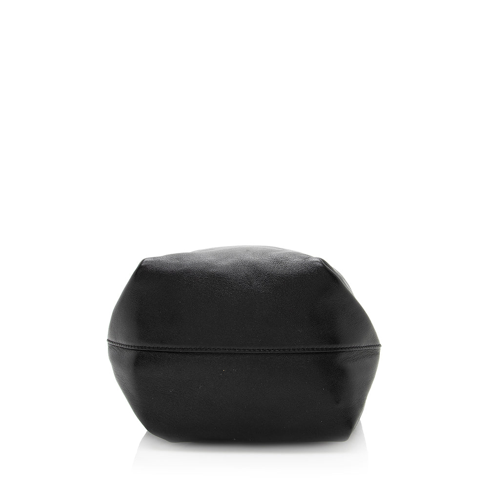 Saint Laurent Leather Logo Teddy Small Bucket Bag (SHF-19561)