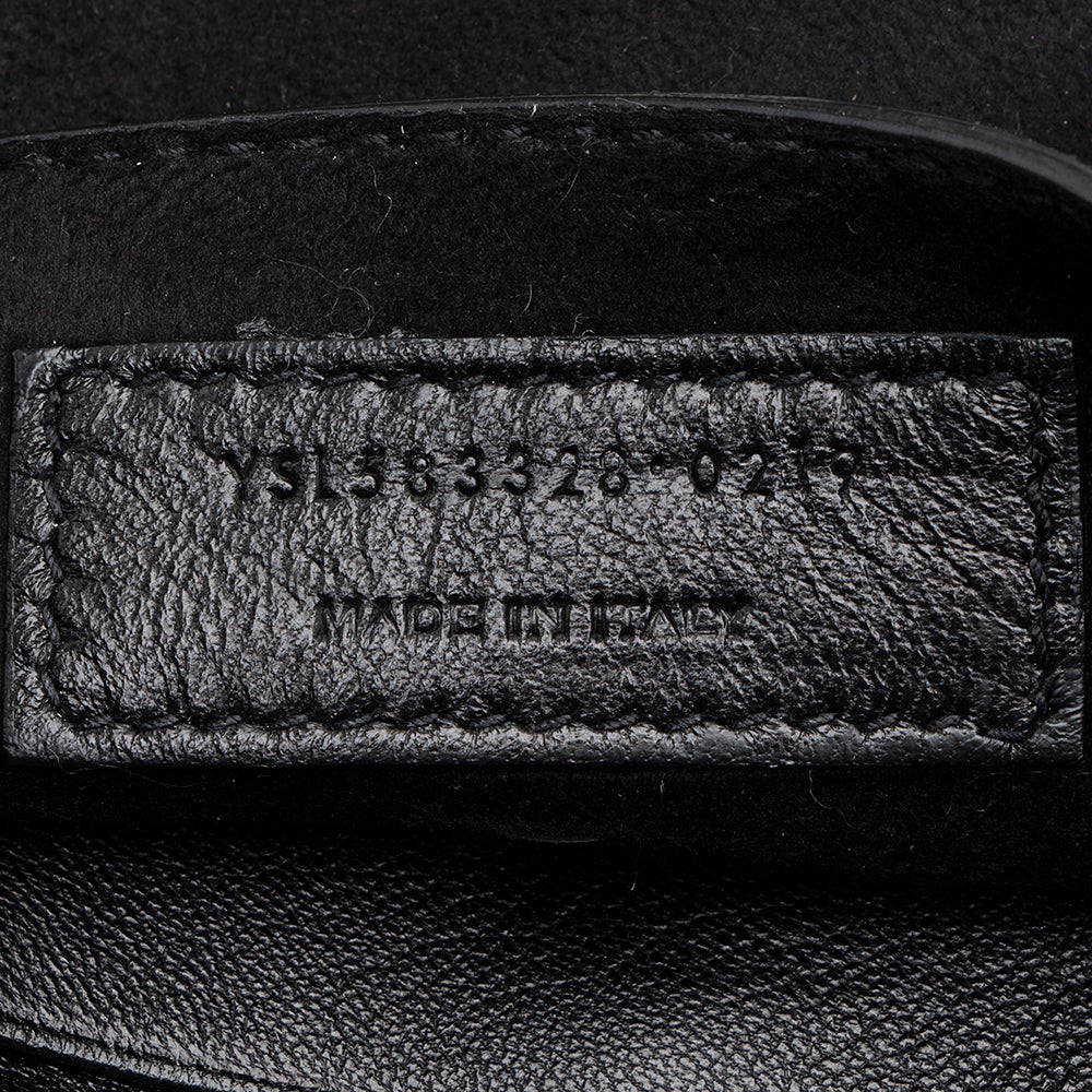 Saint Laurent Leather Logo Teddy Small Bucket Bag (SHF-19561)
