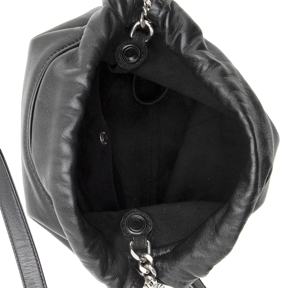 Saint Laurent Leather Logo Teddy Small Bucket Bag (SHF-19561)