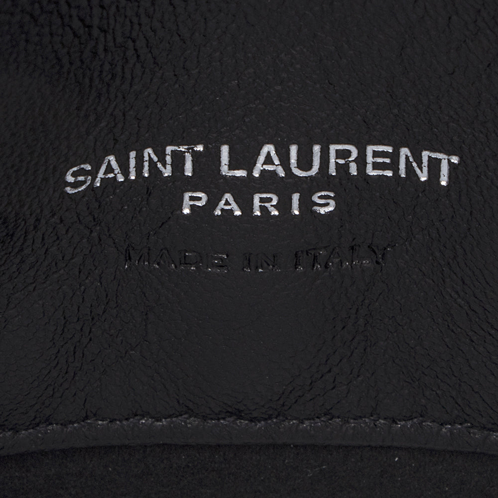 Saint Laurent Leather Logo Teddy Small Bucket Bag (SHF-19561)