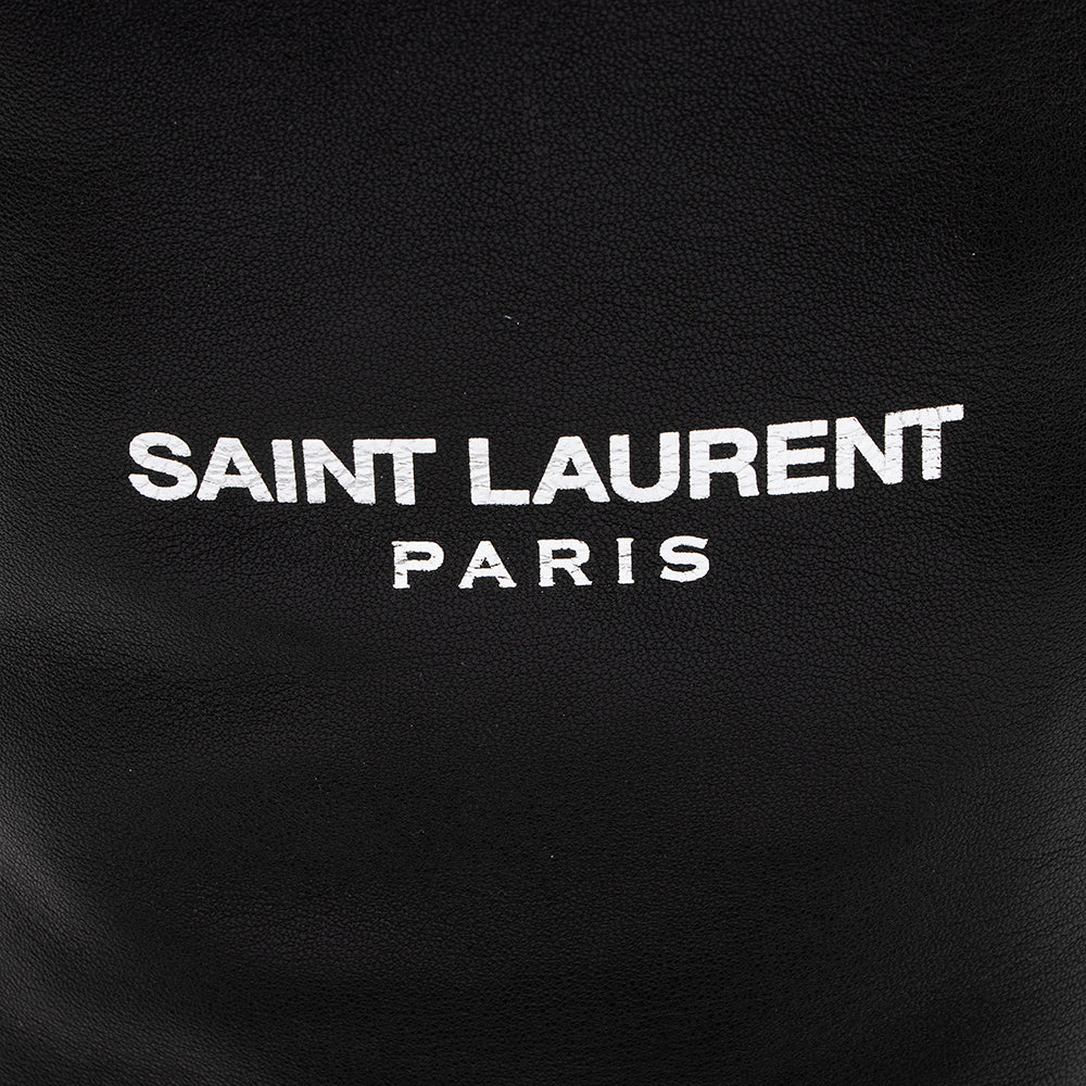 Saint Laurent Leather Logo Teddy Small Bucket Bag (SHF-19561)