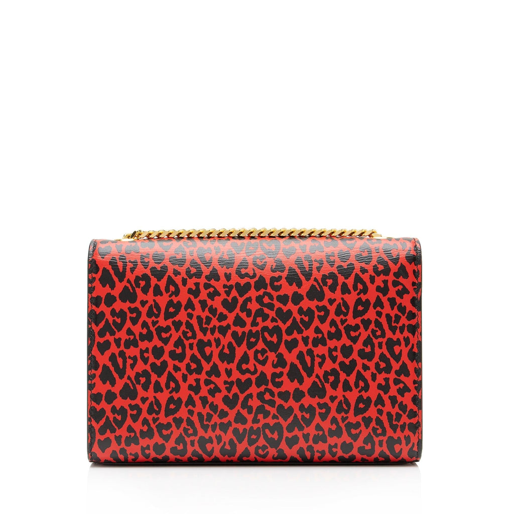 Saint Laurent Leopard Heart Print Leather Monogram Kate Chain Small Shoulder Bag (SHF-Z47rYb)
