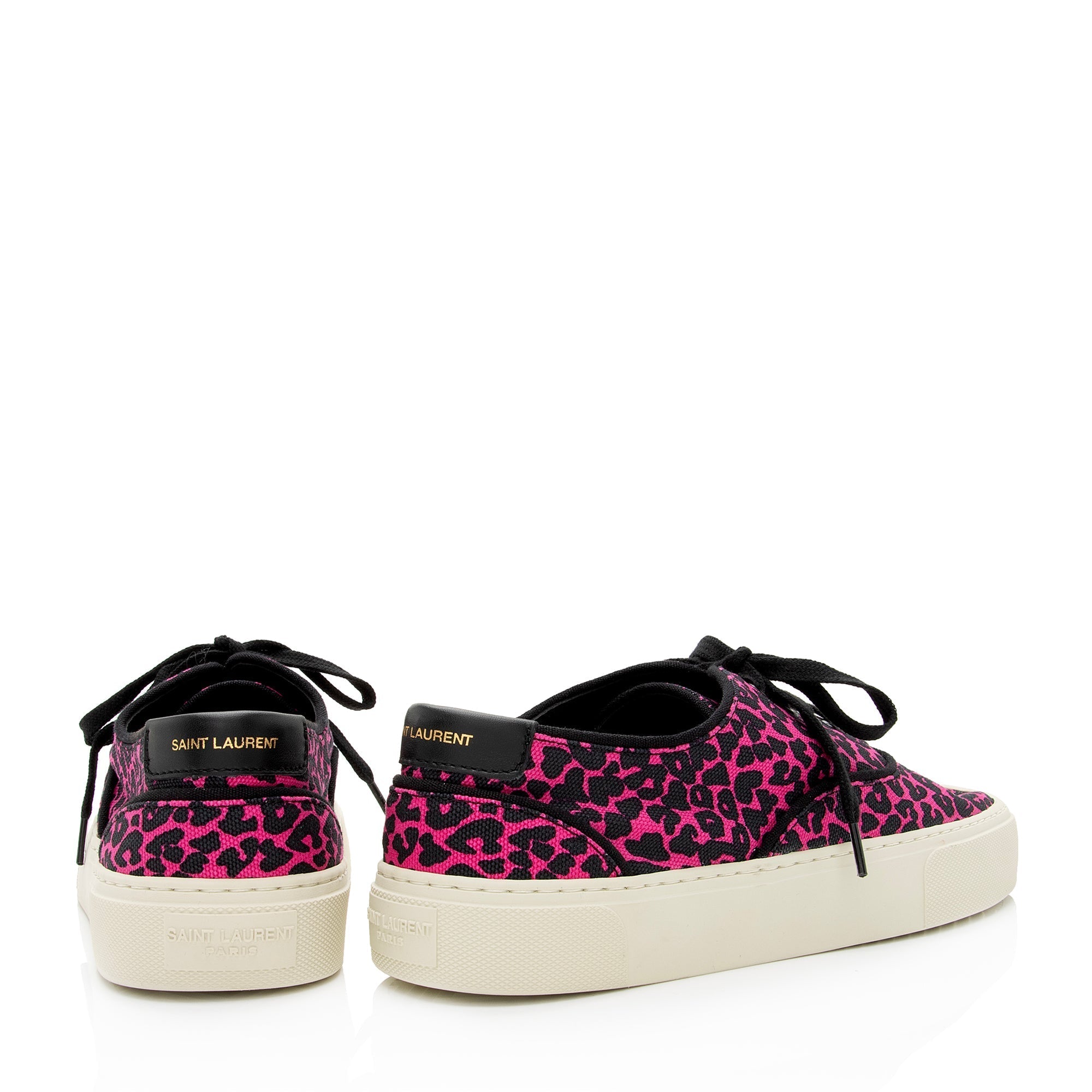 Saint Laurent Leopard Print Canvas Low Top Sneakers - Size 7 / 37 (SHF-Z2qqxw)