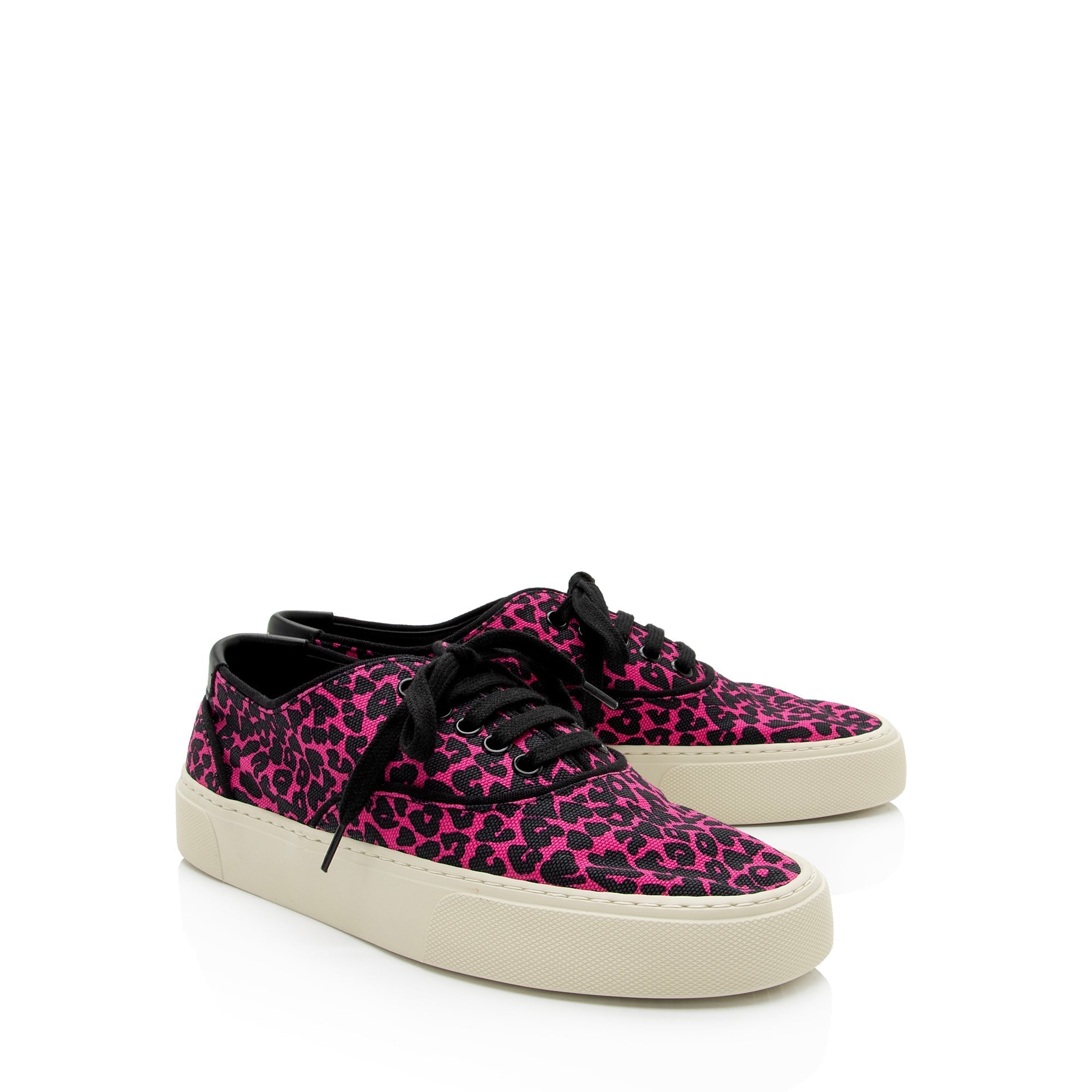 Saint Laurent Leopard Print Canvas Low Top Sneakers - Size 7 / 37 (SHF-Z2qqxw)