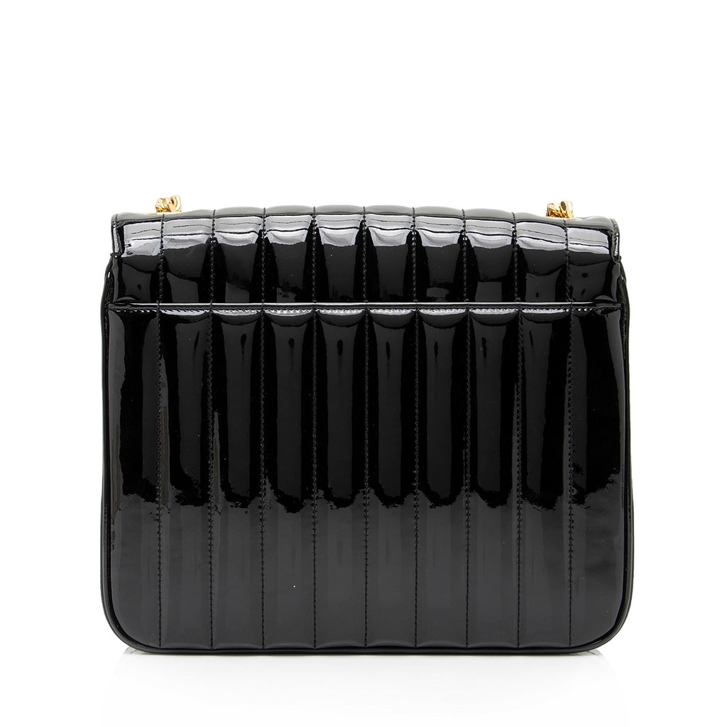 Saint Laurent Matalasse Patent Leather Monogram Vicky Large Shoulder Bag (SHF-zhdP3r)