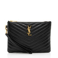 Saint Laurent Matelasse Calfskin Monogram Small Wristlet (SHF-I0dYH7)