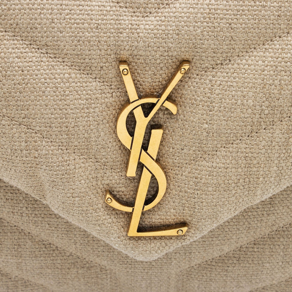 Saint Laurent Matelasse Canvas Monogram LouLou Chain Small Crossbody Bag (SHF-S2G13U)