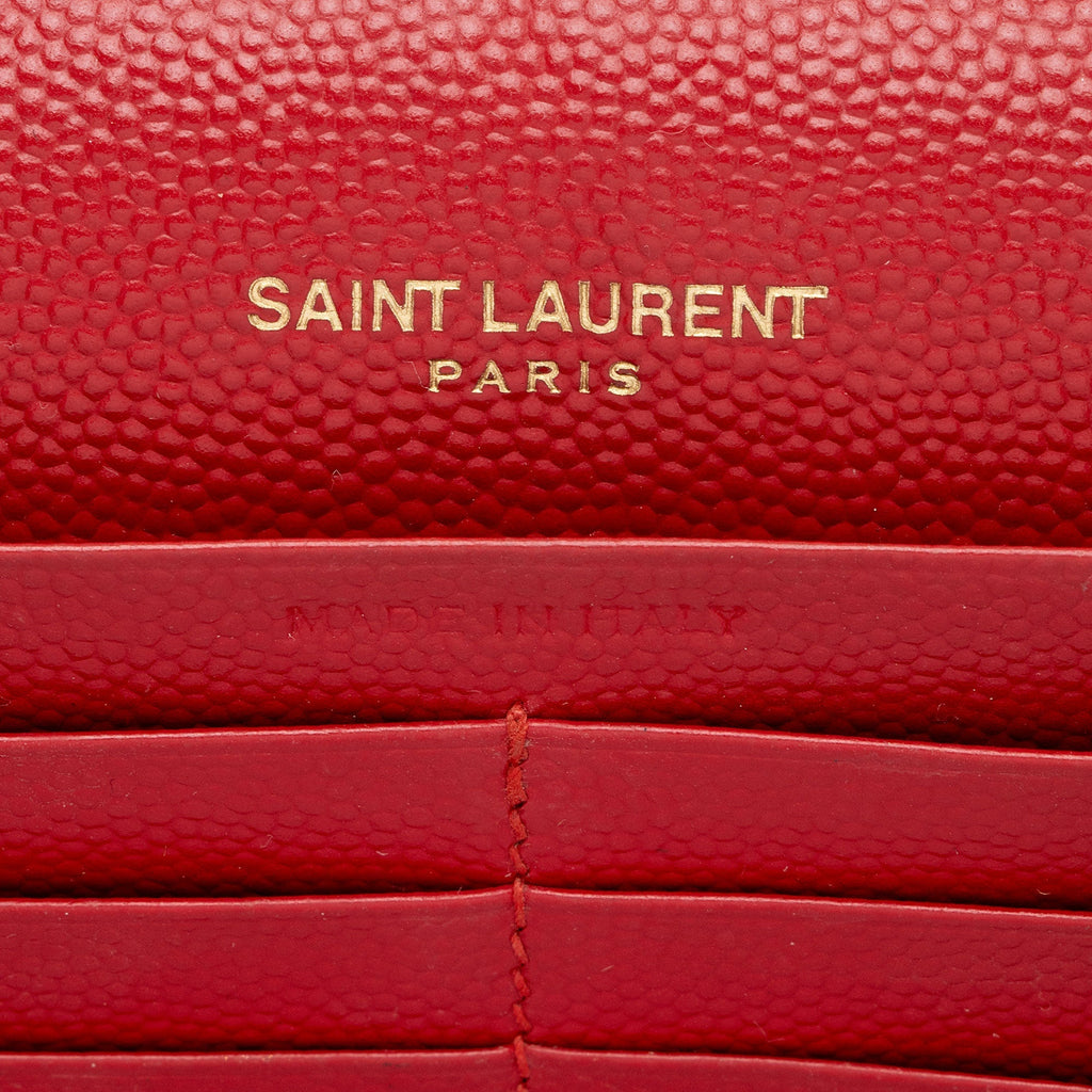 Saint Laurent Matelasse Grain de Poudre Monogram Chain Wallet (SHF-RDpK3X)