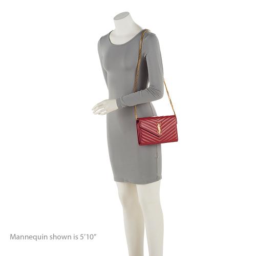 Saint Laurent Matelasse Grain de Poudre Monogram Chain Wallet (SHF-RDpK3X)