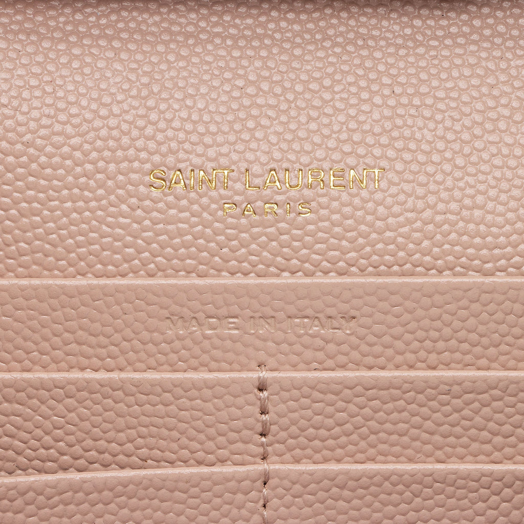 Saint Laurent Matelasse Grain de Poudre Monogram Chain Wallet (SHF-dl9giW)