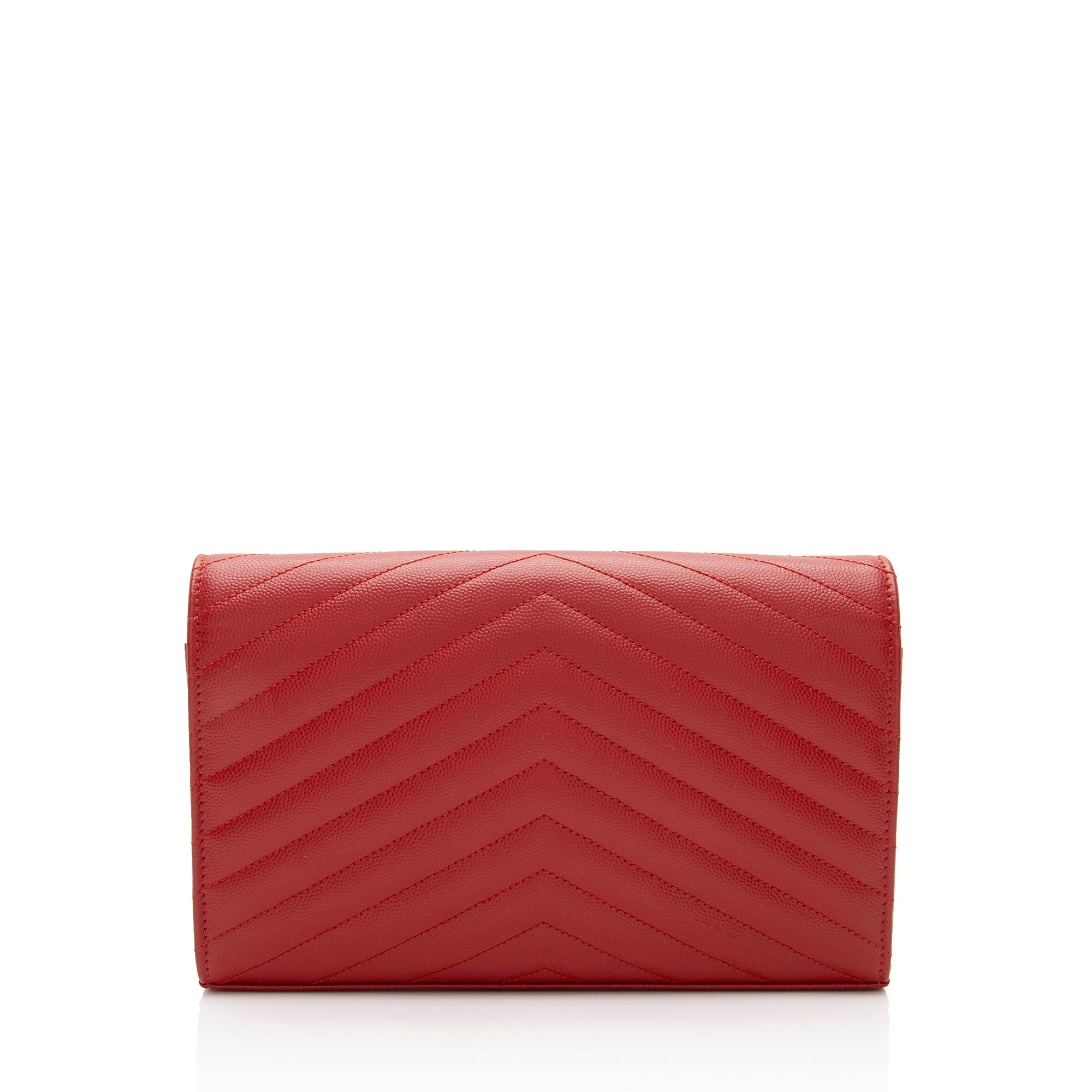 Saint Laurent Matelasse Grain de Poudre Monogram Chain Wallet (SHF-HJdOSr)