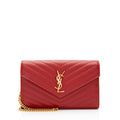 Saint Laurent Matelasse Grain de Poudre Monogram Chain Wallet (SHF-HJdOSr)