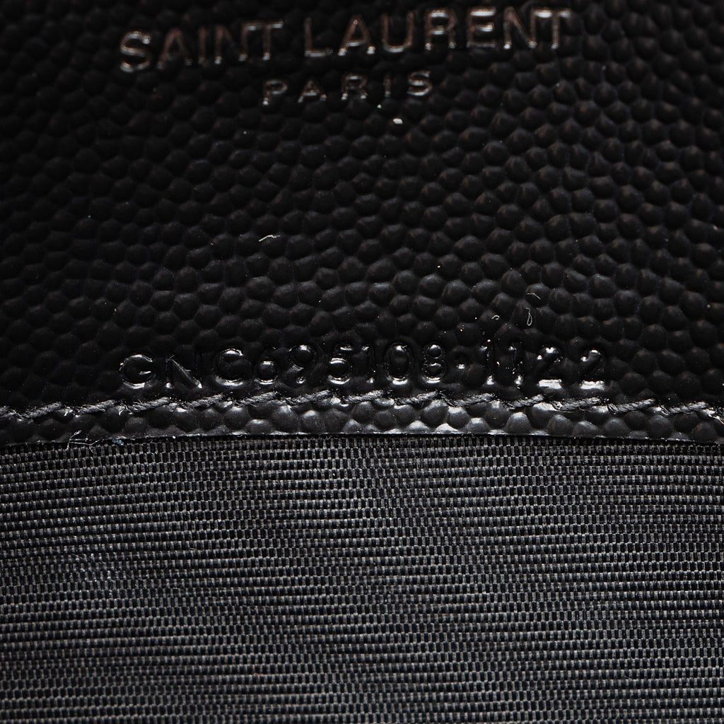 Saint Laurent Matelasse Grain de Poudre Monogram Envelope Chain Wallet (SHF-HfJfIb)