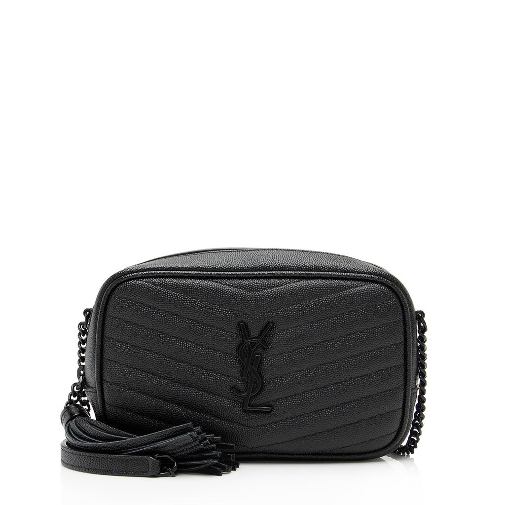 Saint Laurent Matelasse Grain de Poudre Monogram Lou Mini Camera Bag (SHF-1WB10U)