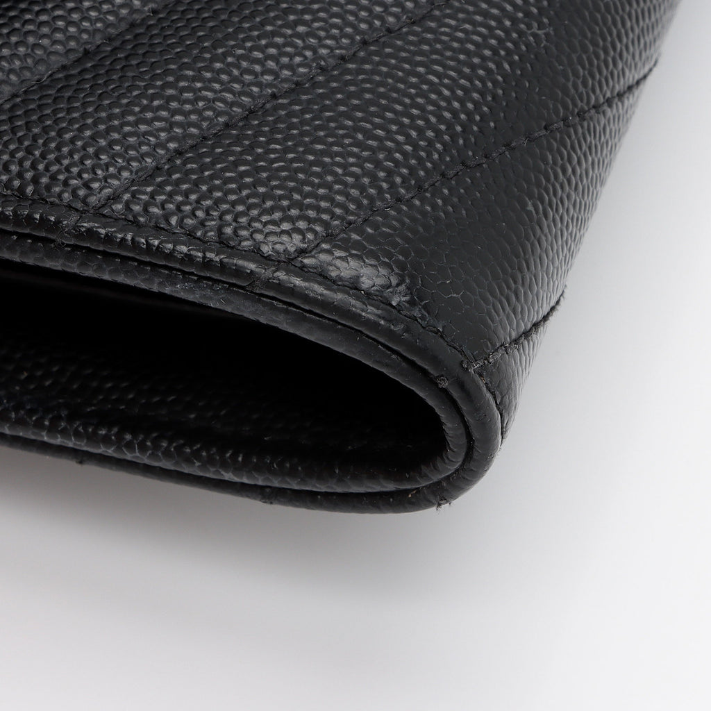 Saint Laurent Matelasse Grain de Poudre Monogram Wallet (SHF-YZtdVY)