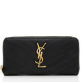 Saint Laurent Matelasse Grain de Poudre Monogram Zip Around Wallet (SHF-O3K7M8)