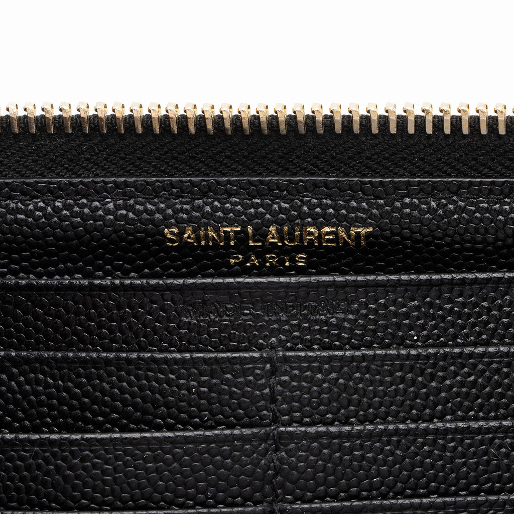 Saint Laurent Matelasse Grain de Poudre Monogram Zip Around Wallet (SHF-O3K7M8)
