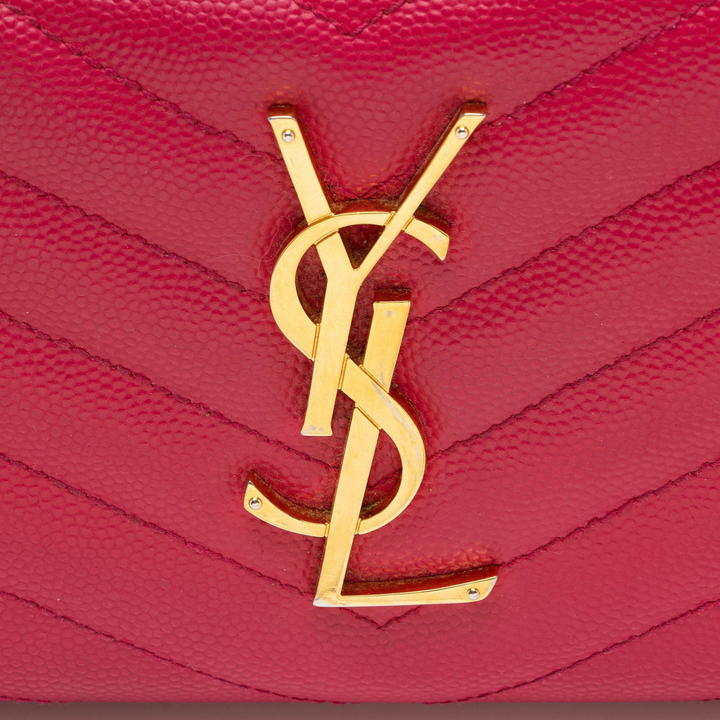 Saint Laurent Matelasse Grain de Poudre Monogram Zip Around Wallet (SHF-hYPXEX)