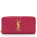Saint Laurent Matelasse Grain de Poudre Monogram Zip Around Wallet (SHF-hYPXEX)