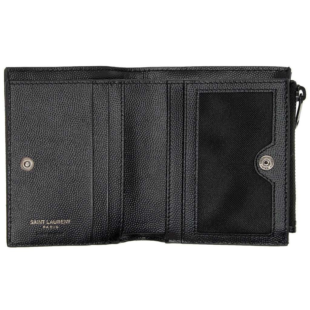 Saint Laurent Matelasse Grain de Poudre Monogram Zipper Card Case (SHF-JO7h9S)