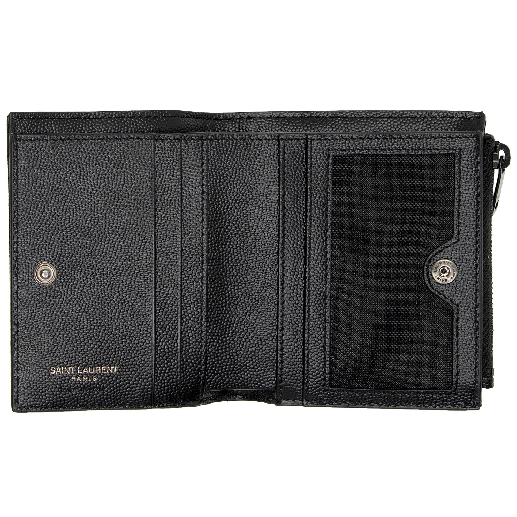 Saint Laurent Matelasse Grain de Poudre Monogram Zipper Card Case (SHF-JO7h9S)