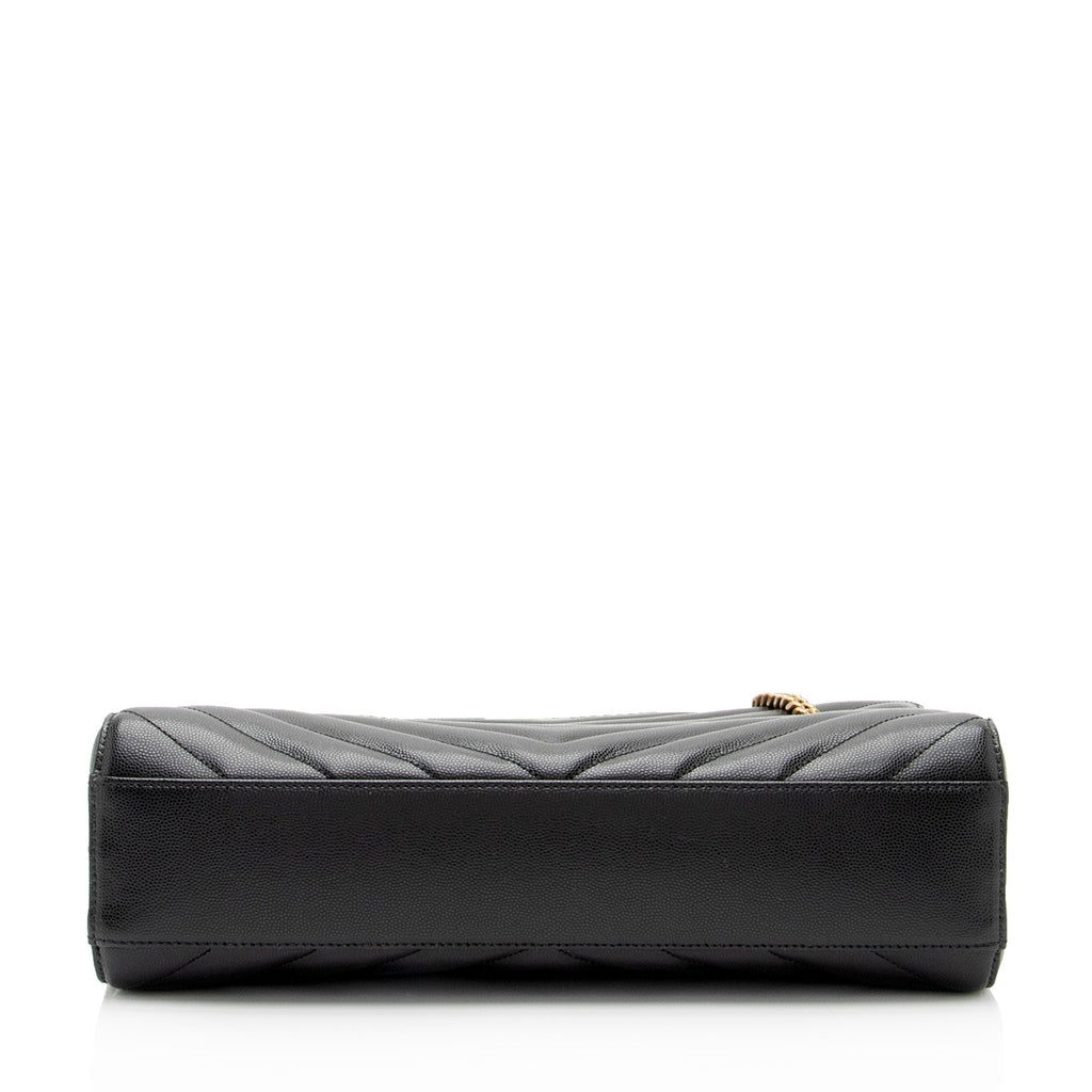 Saint Laurent Matelasse Chevron Grain de Poudre Tribeca Medium Tote (SHF-OUYeug)