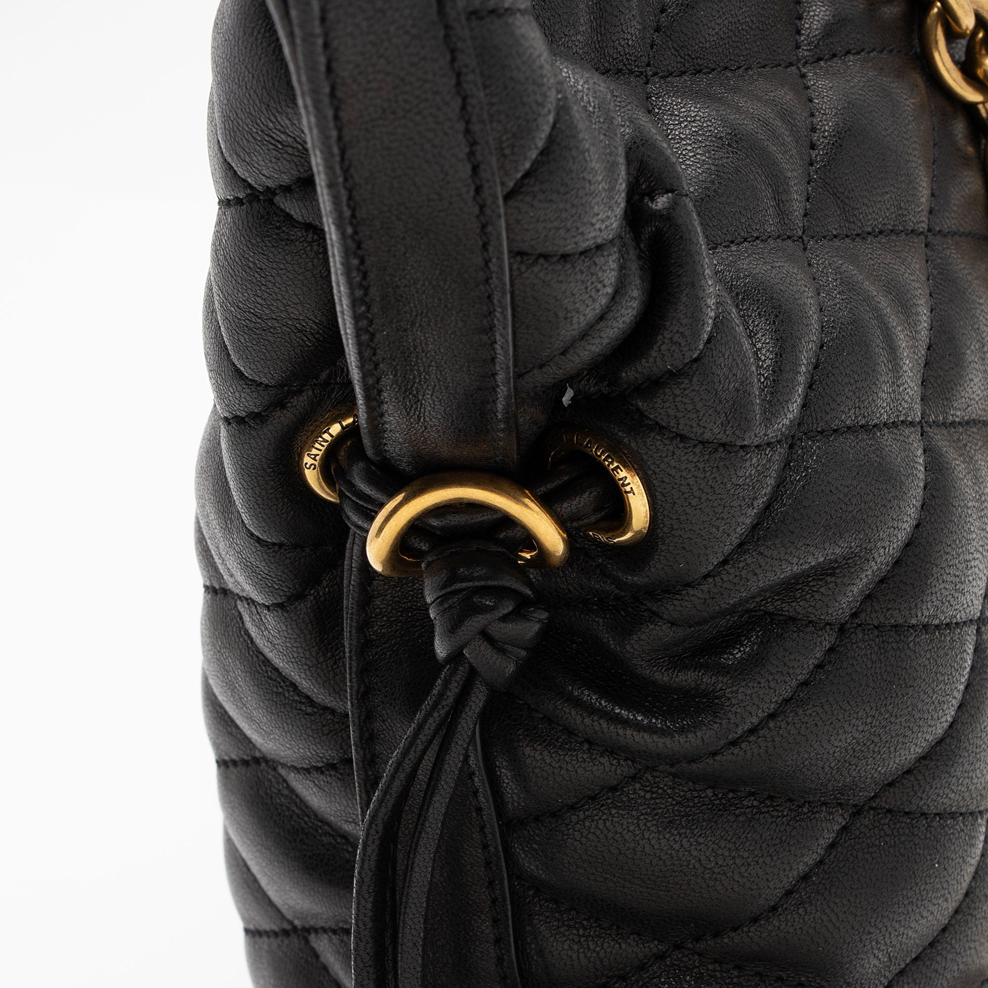 Saint Laurent Matelasse Quilted YSL Pochon Drawstring Tote (SHF-EoGX4B)