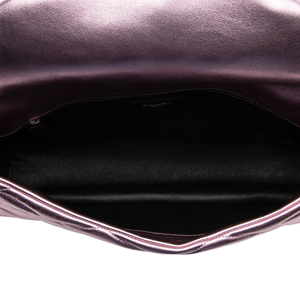 Saint Laurent Metallic Quilted Lambskin Puffer Sade Clutch (SHF-dsF7Ye)
