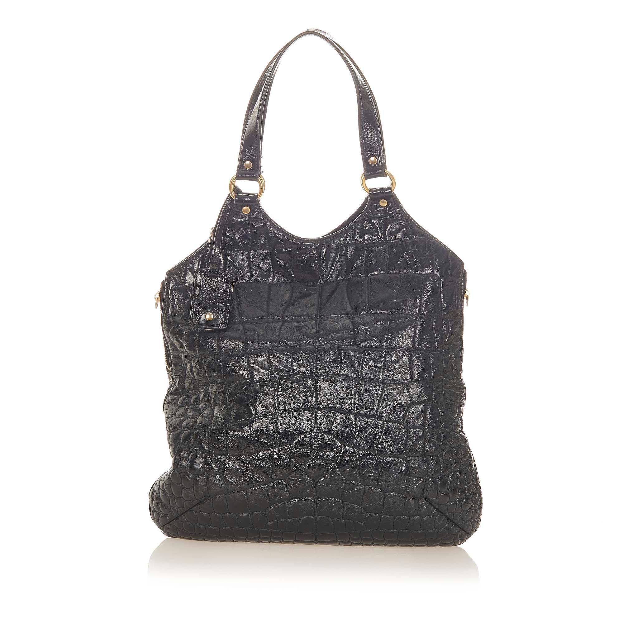 Saint Laurent Metropolis Embossed Leather Tote Bag (SHG-19790)