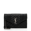 Saint Laurent Mixed Matelasse Calfskin Monogram Chain Wallet (SHF-f944Ez)