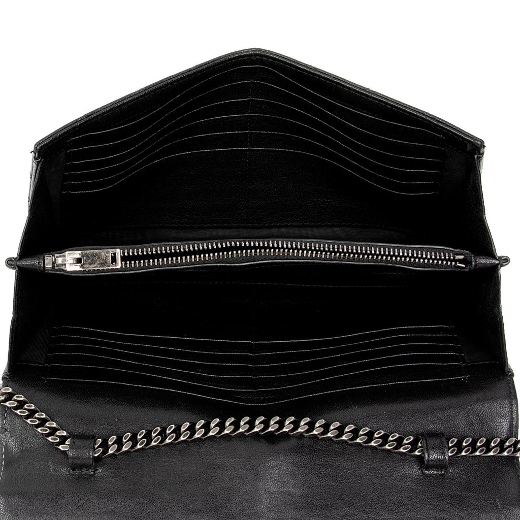 Saint Laurent Mixed Matelasse Calfskin Monogram Chain Wallet (SHF-f944Ez)