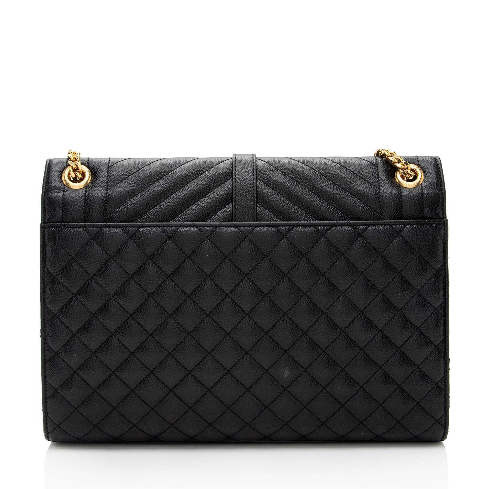 Saint Laurent Mixed Matelasse Grain de Poudre Monogram Large Envelope Bag (SHF-bhZZVe)