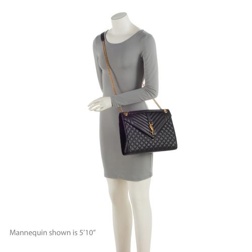 Saint Laurent Mixed Matelasse Grain de Poudre Monogram Large Envelope Bag (SHF-xlS4gs)